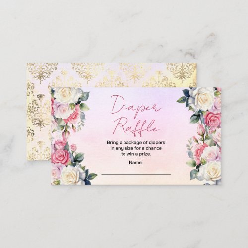 Roses Baby in Bloom Floral Diaper Raffle Enclosure Card
