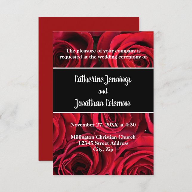 Roses Background - 3x5 Wedding Invitation (Front/Back)