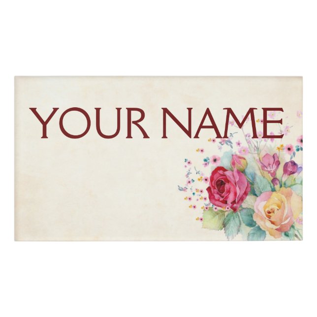 Roses  background - Customize your own Name Tag (Front)