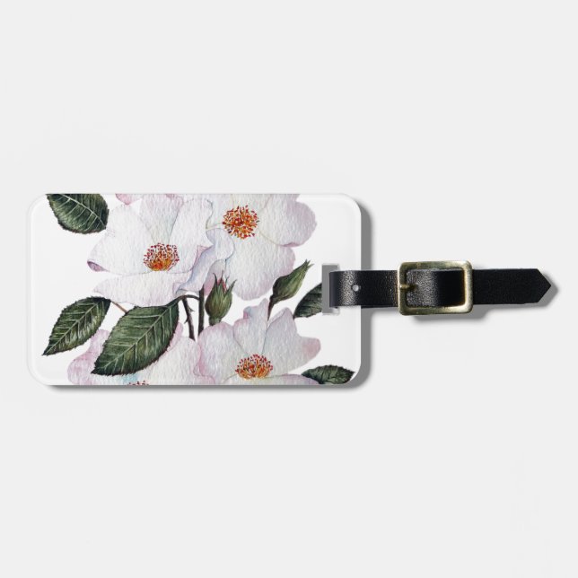 Roses 'Ballerina' Floral Art Luggage Tag (Front Horizontal)