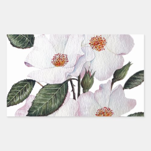 Roses Ballerina Floral Art Rectangular Sticker