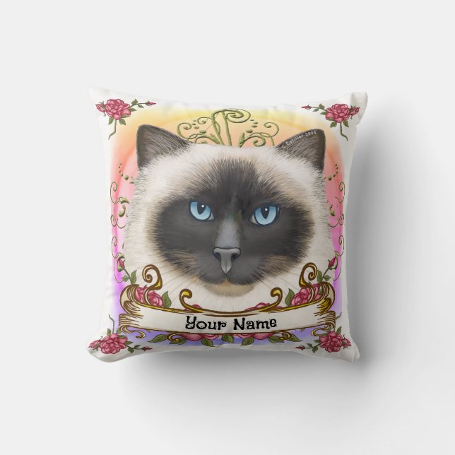 Roses Birman Cat  Tote Bag Throw Pillow (Front)