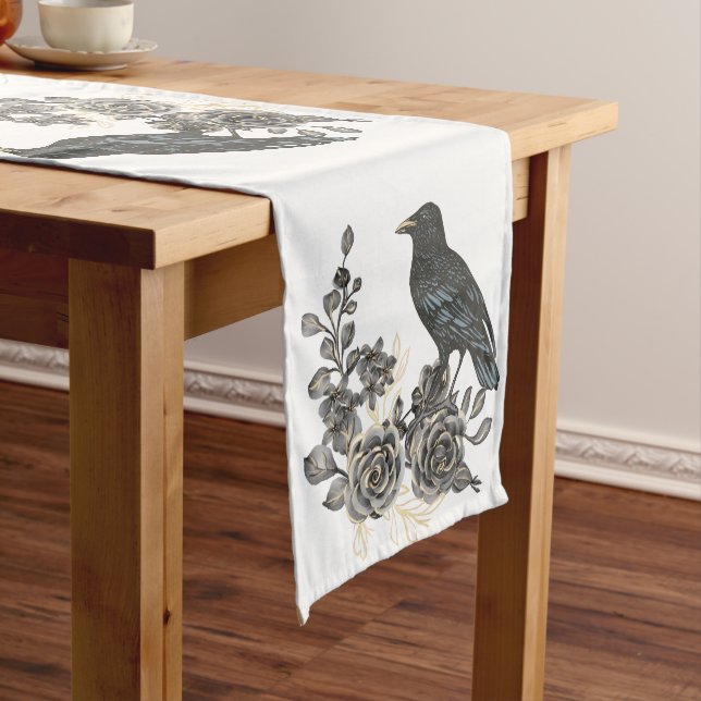 Roses Blackbirds Raven or Crow Table Runner (In Situ)