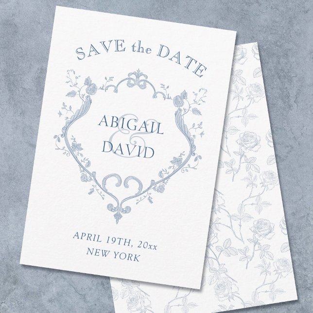 Roses Blue Crest Wedding Save The Date (Creator Uploaded)