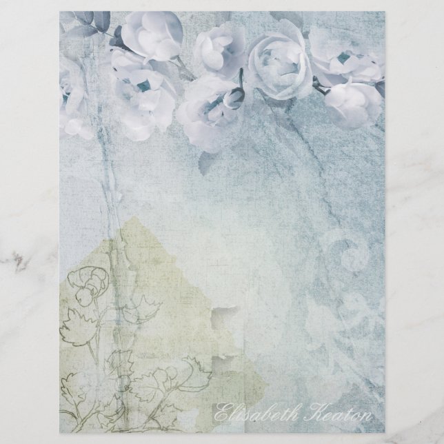 Roses Blue Grunge  Letterhead (Front)
