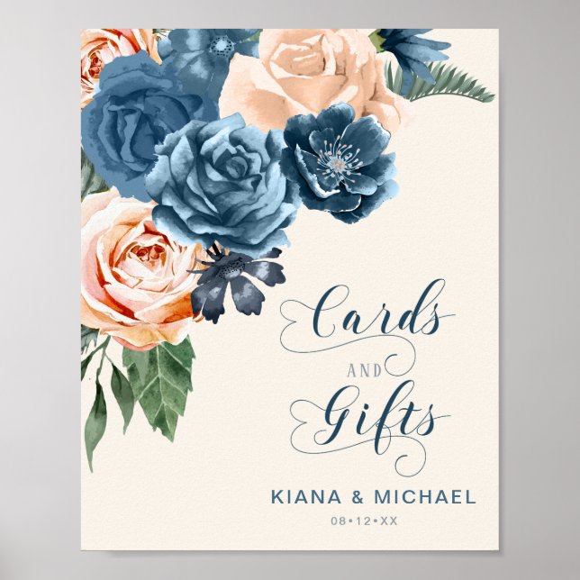 Roses Blue/Peach Cards and Gifts ID584 Poster (Front)