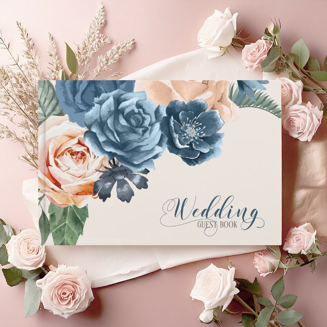 Roses Blue/Peach Wedding ID584 Guest Book (Creator Uploaded)