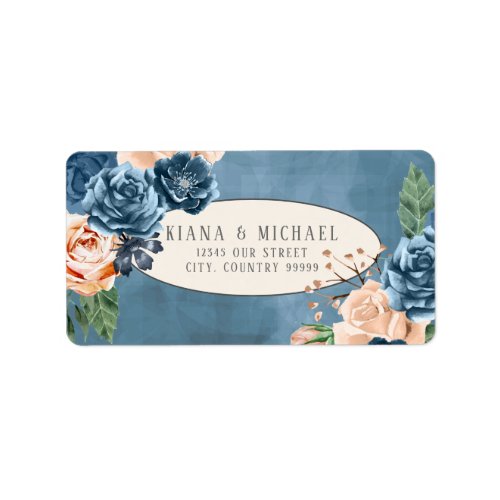 Roses BluePeach Wedding ID584 Label