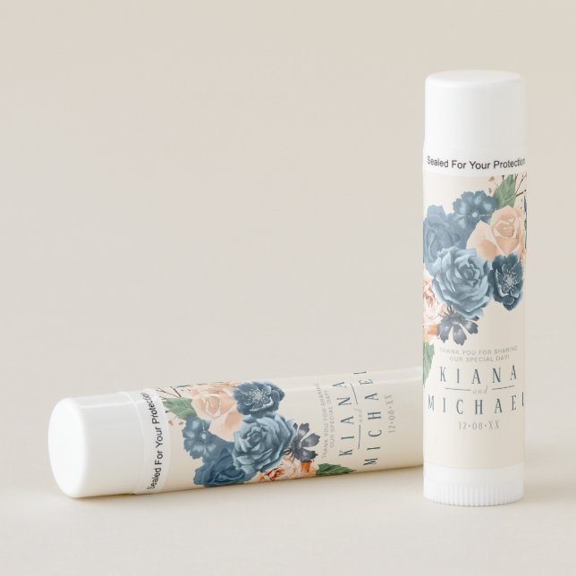 Roses Blue/Peach Wedding ID584 Lip Balm (Front)