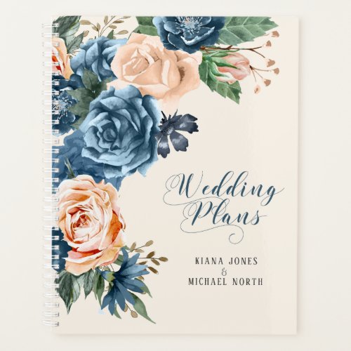 Roses BluePeach Wedding Plans ID584 Planner