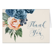 Roses Blue/Peach Wedding Thank You ID584 (Front Horizontal)