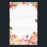 Roses Border Lined Paper<br><div class="desc">Border of multi colored roses and leaves. Most flowers at bottom, less at top and east at sides. Lines for ease of writing</div>