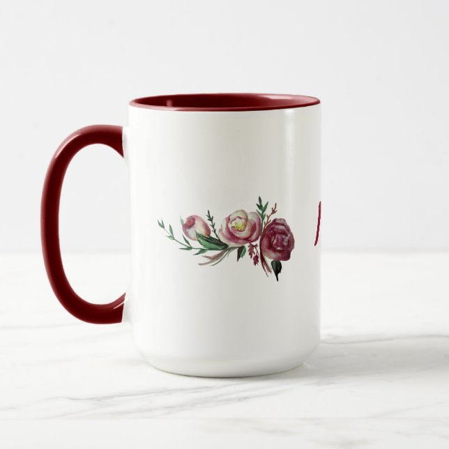 Roses Bordo Red Name  Combo Mug (Left)