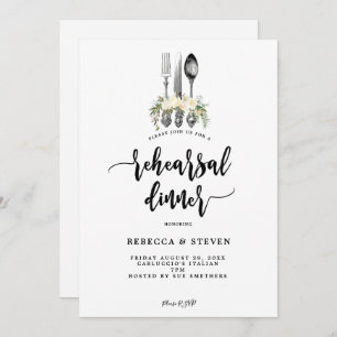 roses botanical rehearsal dinner invitation