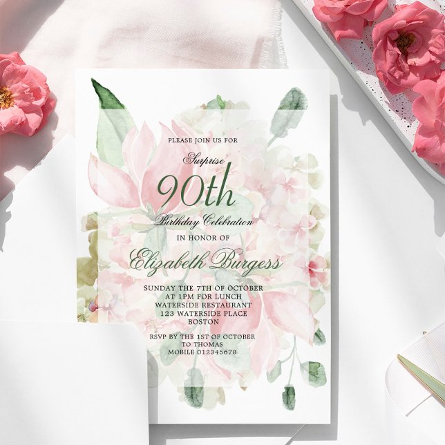 Roses Bouquet Elegant  90th Floral Chic Birthday Invitation (Creator Uploaded)