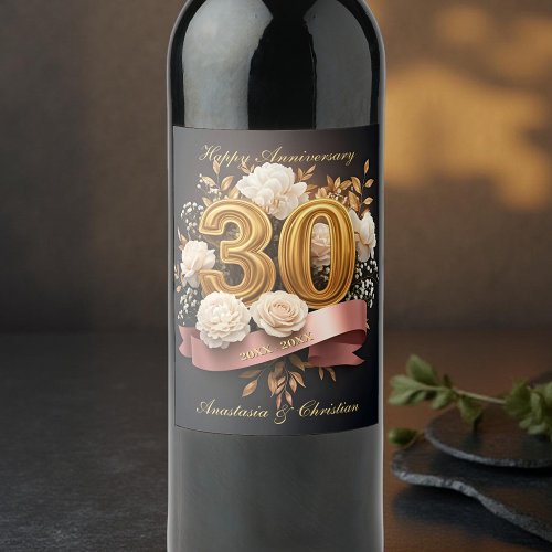 Roses Bouquet Gold 30th Wedding Anniversary 