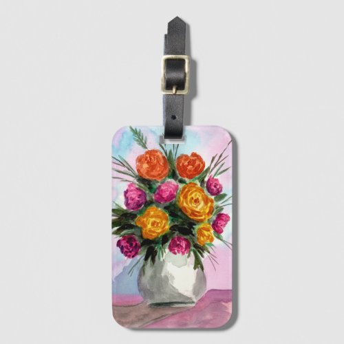 Roses Bouquet in Vase Luggage Tag