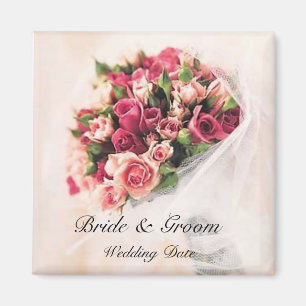 Roses Bouquet Wedding Favor Magnet