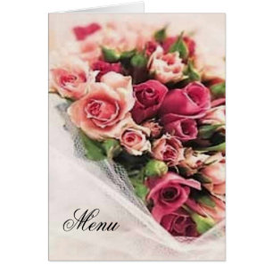 Roses Bouquet Wedding Menu Cards