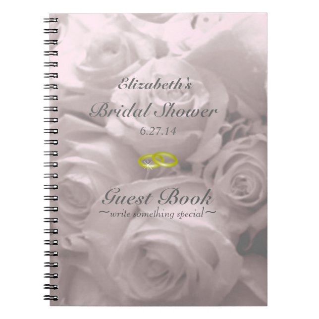 Roses-Bridal Shower Guest Book- Notebook (Front)
