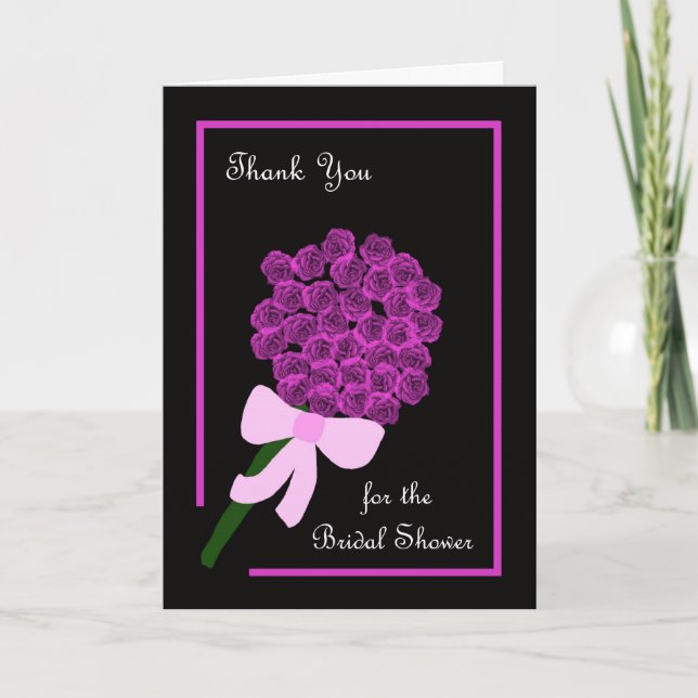 Roses Bridal Shower Hostess Thank You Card (Front)