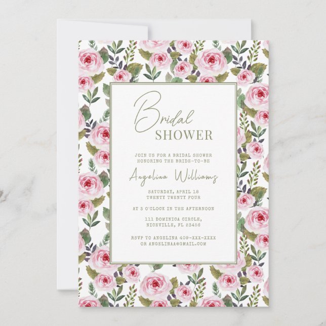 Roses Bridal Shower Invitation (Front)