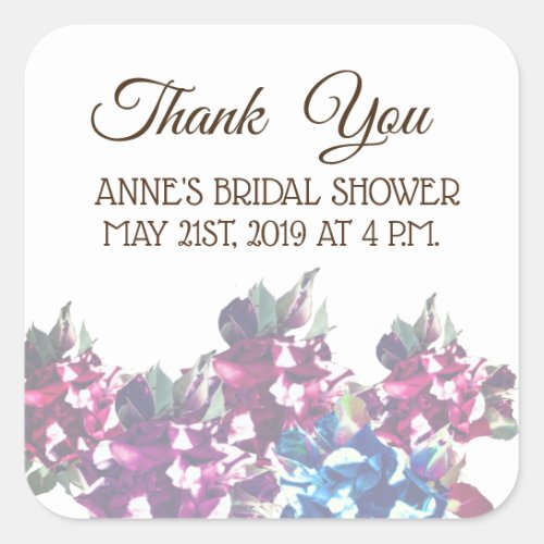 Roses Bridal ShowerSticker Square Sticker