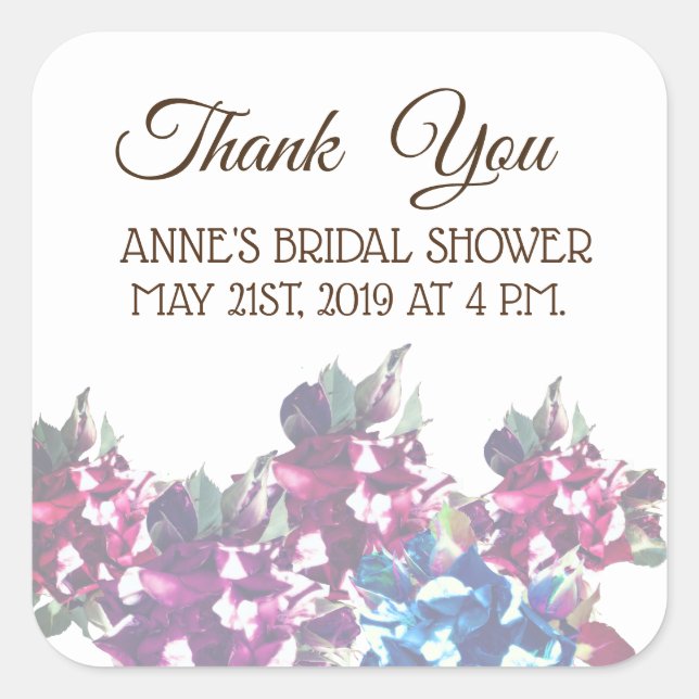 Roses Bridal ShowerSticker Square Sticker (Front)