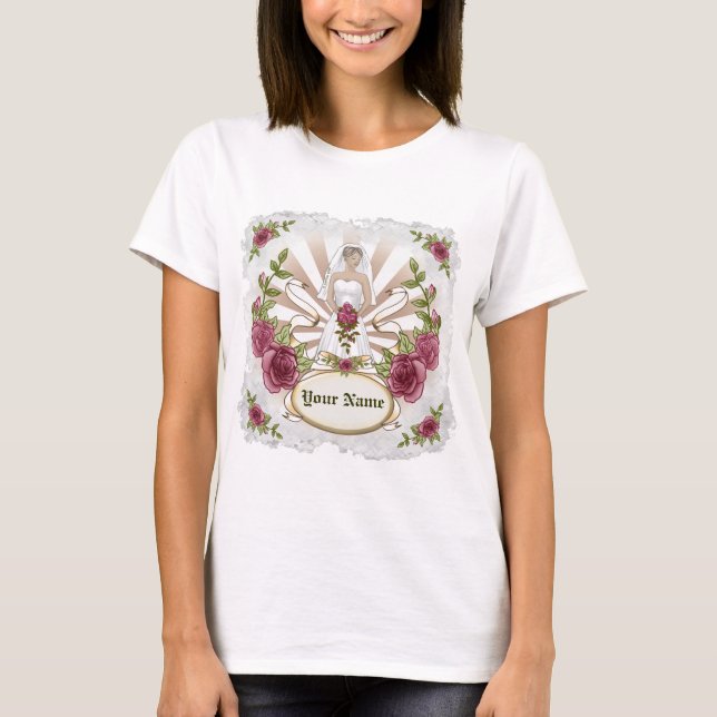 Roses Bride custom Wedding  T-Shirt (Front)