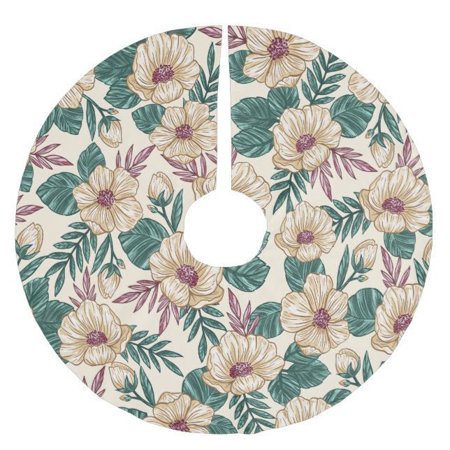 Roses Brushed Polyester Tree Skirt (Front)