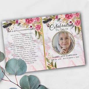 Roses Burgundy Blush Celebration of Life Program