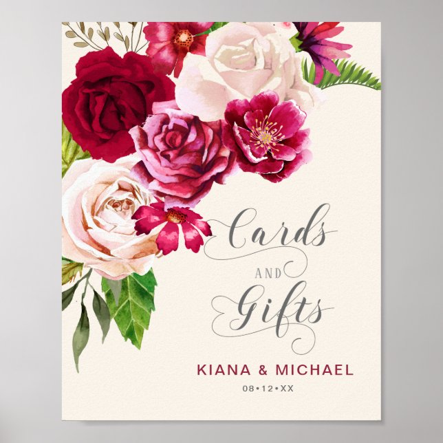 Roses Burgundy/Cream Cards and Gifts ID584 Poster (Front)