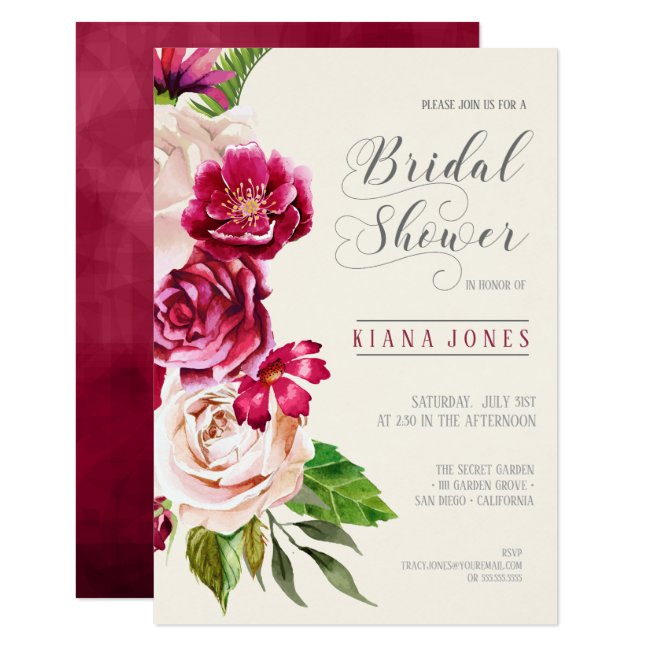Roses Burgundy/Cream Wedding Bridal Shower ID584