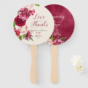 Roses Burgundy/Cream Wedding Ceremony ID584 Hand Fan