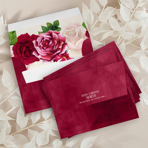Roses BurgundyCream Wedding ID584 Envelope