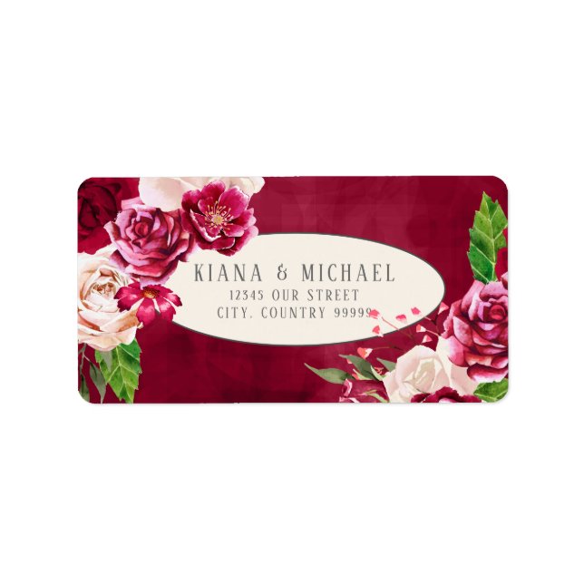 Roses Burgundy/Cream Wedding ID584 Label (Front)
