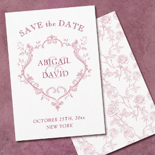 Roses Burgundy Crest Wedding Save The Date
