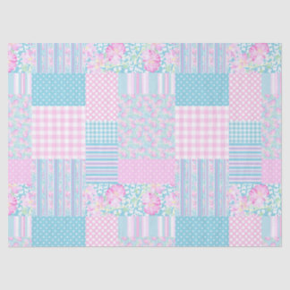 Roses, Butterflies Faux Patchwork Tissue Paper