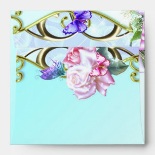 Roses & Butterflies Quinceañera Birthday Party Envelope