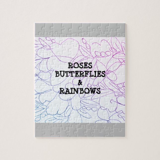 Roses Butterflies & Rainbows Vivid    Jigsaw Puzzle (Vertical)