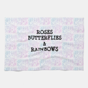 Roses Butterflies & Rainbows Vivid   Kitchen Towel