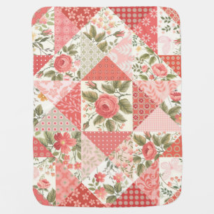 Roses Butterflies Seamless Patchwork Baby Blanket