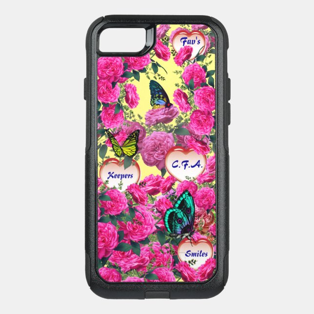 Roses Butterfly Yellow Otterbox iPhone Case (Back)