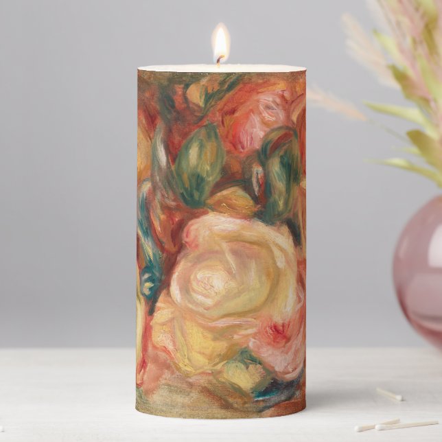 Roses by  Auguste Renoir Pillar Candle (In Situ)