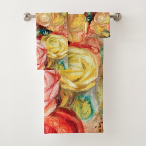 Roses by Pierre Auguste Renoir Bath Towel Set