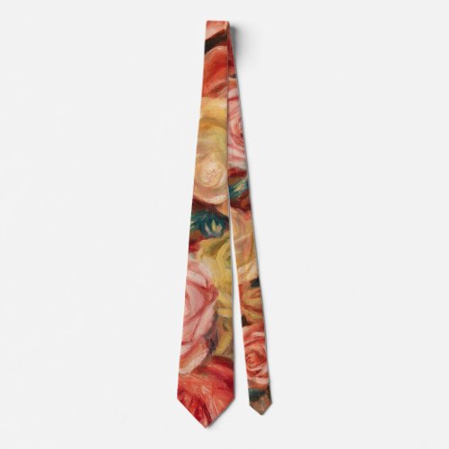 Roses by Pierre_Auguste Renoir Neck Tie