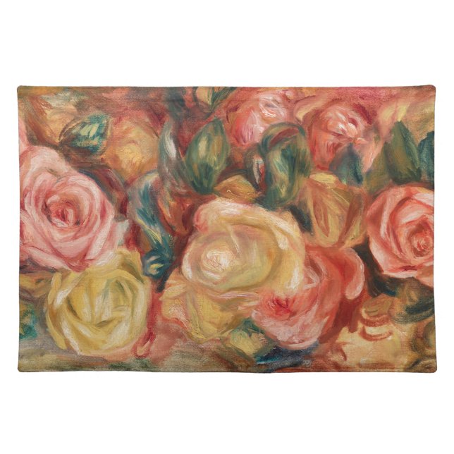Roses by Renoir Impressionist Painting Cloth Placemat (Front)