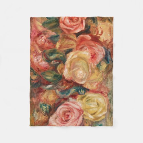 Roses by Renoir Impressionist Painting Fleece Blanket