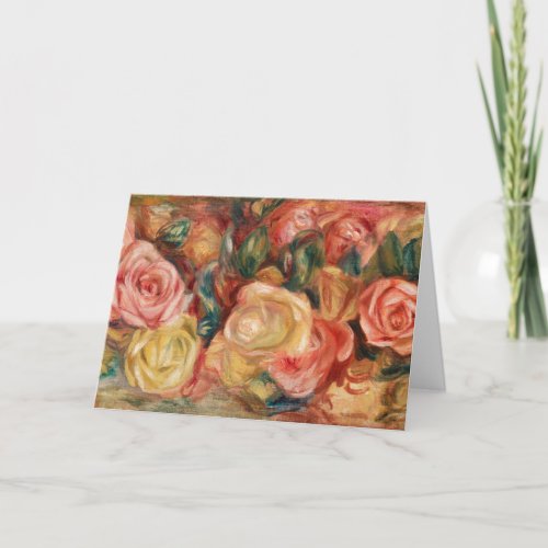 Roses by Renoir Impressionist Painting Holiday Card