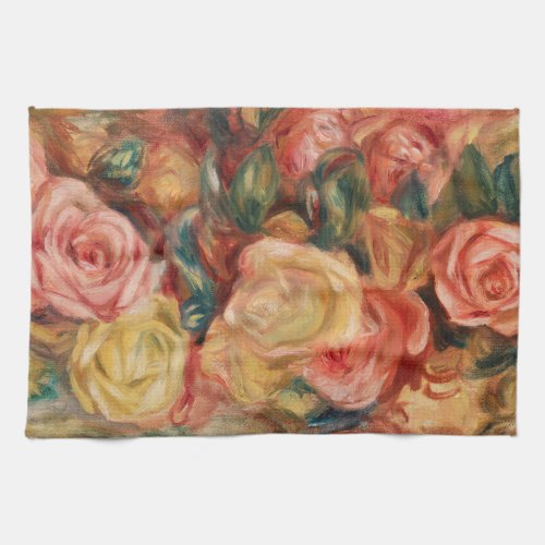 Roses by Renoir Impressionist Painting Kitchen Towel